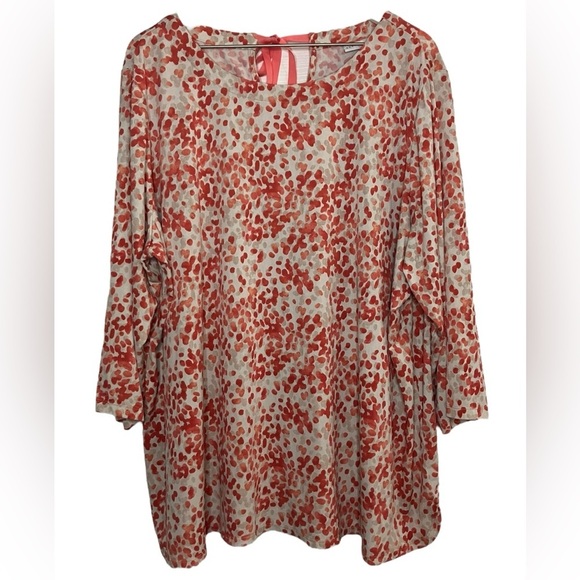 Susan Graver Tops - Susan Graver Liquid Knit Blouse 3X Abstract Dot Print Tie Back 3/4 Sleeve Mature